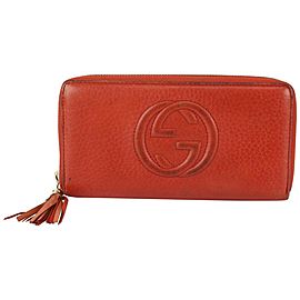 Gucci Red Leather Fringe Tassel Soho Zip Around Continental Wallet 1G1014