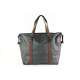 Gucci Sherry Monogram Web Travel 228808 Black Coated Canvas Tote