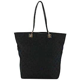 Gucci Signature Monogram Shopper Tote 230795 Black Canvas Shoulder Bag