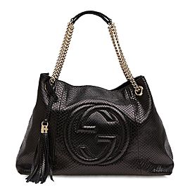 Gucci Soho Chain Tote 18gk1220 Black Python Shoulder Bag