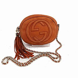 Gucci Soho Disco Chain Cross Body 870900 Burnt Orange Leather Shoulder Bag