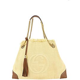 Gucci Fringe Tassel Raffia Soho Chain Tote 916gk97