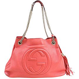 Gucci Soho Tomato Pink-red Fringe Tassel Chain Tote 871292 Red-pink Leather Shoulder Bag