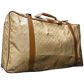 Gucci Suitcase Luggage Monogram 239391 Beige X Brown Gg Canvas Leather Weekend/Travel Bag