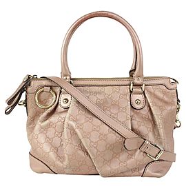 Gucci Pink Leather Guccissima Medium Sukey Top Handle 2way Bag 1GU811