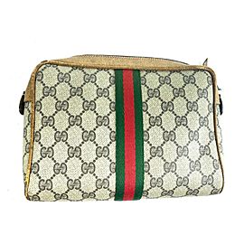 Gucci Supreme Monogram Web Gg 3gg63 Brown Coated Canvas Clutch