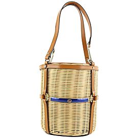 Gucci FW19 Limited Straw Wicker Cestino Bucket Tote Bag 252gks56