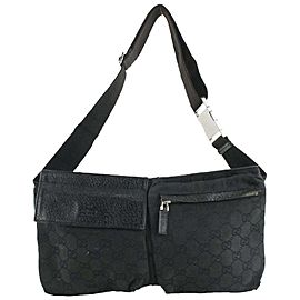 Gucci Black Monogram GG Belt Bag Fanny Pack Waist Bag 494ggs67