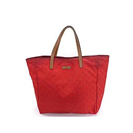 Gucci Emobssed Monogram 222844 Red Canvas Tote