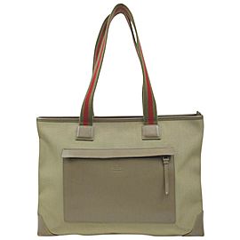 Gucci Web Handle Olive Pocket Tote 862791