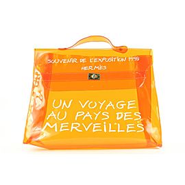 Hermes Clear Translucent Orange Souvenir De L'Exposition Kelly Bag 337her224