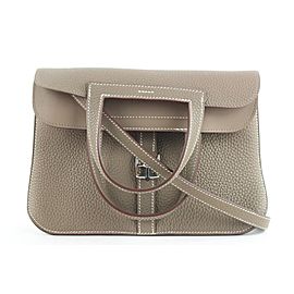 Hermès Etoupe Clemence Leather Hazlan 25 Crossbody 2way Bag 529her39