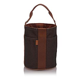 Hermès Brown Toile Saxo MM Bucket Tote Bag 862019