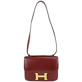 Hermès GHW Bordeaux Box Calf Leather Constance 23 Crossbody Flap Bag 831her38