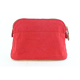 Hermès Bolide Cosmetic Make Up Pouch 230796 Red Canvas Clutch