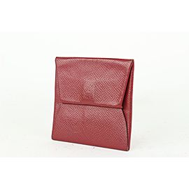 Hermès Dark Red Chevre Leather Bastia Fold Coin Pouch Change Wallet 186her712