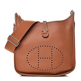 Hermès Gold Taurillon Clemence Evelyne III 29 PM Silver Hardware 862718