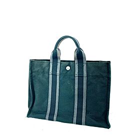 Hermès Fourre Tout PM Striped Tote Navy Grey 13her0