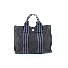 Hermès Fourre Tout Stripe Charcoal 21hr1120 Grey Canvas Tote