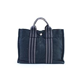 Hermès Fourre Tout Striped 11hr0226 Navy X Grey Canvas Tote