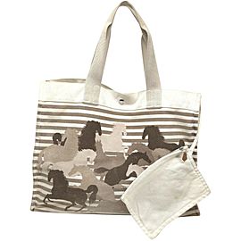 Hermes Ultra Rare Horse Pin Stripe Fourre Tout Tote Bag 863112