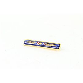 Hermes Gold x Blue Cloisonne Enamel Pin Brooch 17her624