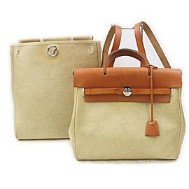 Hermès Toile Beige Sac a Dos Herbag Backpack 2-in-1 Bag 862272