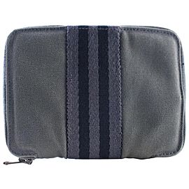 Hermès Herline Zip Around Wallet 19hr0530 Grey Canvas Clutch