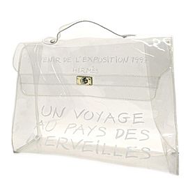 Hermès Kelly Clear Souvenir De L'exposition 229080 White Vinyl Satchel