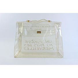 Hermès Kelly L Clear Translucent 1997 Souvenir De L'exposition 9hz0817 White Vinyl Tote