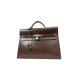 Hermès Havana Brown Box Leather Kelly Depeche Attache Briefcase 38 234199