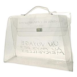 Hermès Kelly L Souvenir L’exposition 1997 Translucent 1her69 Clear X White Vinyl Tote