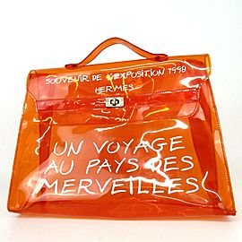 Hermès Souvenir Clear Kelly Orange Beach Bag 860403