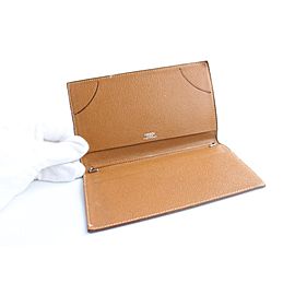 Hermès Long Bifold Agenda Wallet 25hr0501 Brown Leather Clutch