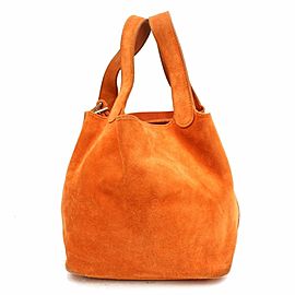 Hermès Picotin 18 Pm 868694 Orange Suede Leather Tote