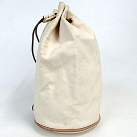 Hermès Polochon Mimile Hobo Off-white 872884 Ivory Canvas Shoulder Bag