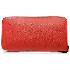 Hermès Red Epsom Leather Azap Silkin Zip Around Long Wallet 863027