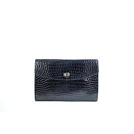 Hermès Porosus Crocodile Pochette Rio 45hera41017 Black Clutch