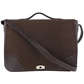 Hermès Dark Brown Victoria Messenger Top Handle Bag 1112h51