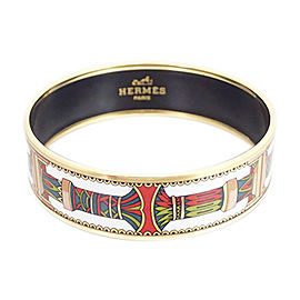 Hermes Gold Tone Metal And Enamel Bangle Bracelet