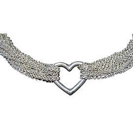 Tiffany & Co. Sterling Silver Heart Toggle Multi Chain Mesh Necklace