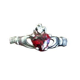 Claddagh Garnet and Diamond Ring