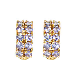 14k Yellow Gold Tanzanite Huggie Earrings