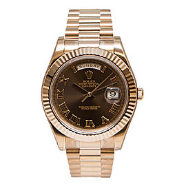 Rolex Day-Date II 218235 BRRP President Rose Gold Fluted Bezel Watch