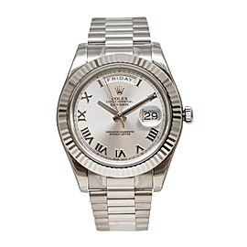 Rolex Day-Date II 218239 RRP Rhodium Dial 18K White Gold President Automatic Men's Watch