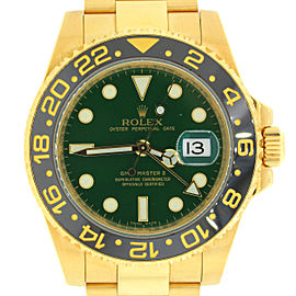 Rolex GMT Master II 116718LN 18K Yellow Gold Green Dial 40mm Watch