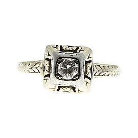 Vintage Art Deco 14K Yellow & White Gold 0.16ct Diamond Ring Size 6