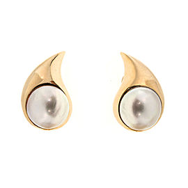 14K Yellow Gold with Pearl Tear Drop Earrings