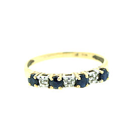 14K Yellow Gold Blue Sapphire and Diamond Ring