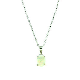 18K White Gold White Opal Cabochon Necklace